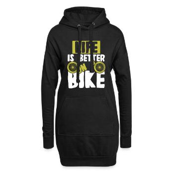 leben ist besser fahrrad - Hoodie-Kleid - Schwarz - Vorne