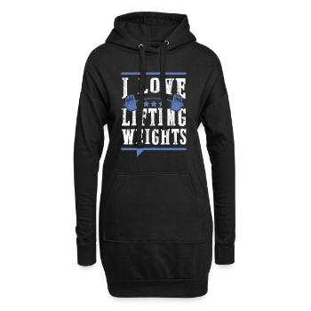 J’adore les poids de fitness - Sweat-shirt à capuche long Femme - noir - Devant