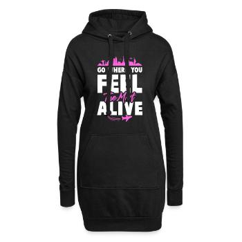 slogan de voyage de voyage - Sweat-shirt à capuche long Femme - noir - Devant