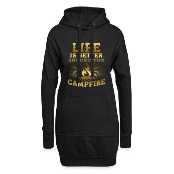feu de camp - Sweat-shirt à capuche long Femme - noir - Devant