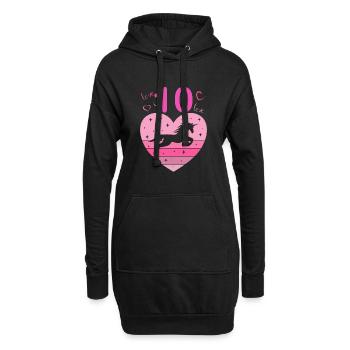 10ème anniversaire fille dix 10 ans cheval Licorne - Sweat-shirt à capuche long Femme - noir - Devant