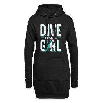 taucher girl - Hoodie-Kleid - Schwarz - Vorne
