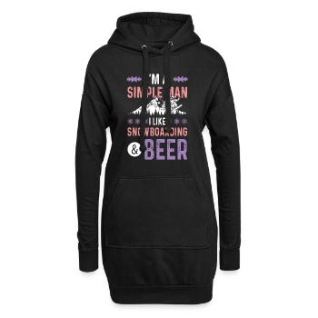 Snowboard et bière - Sweat-shirt à capuche long Femme - noir - Devant