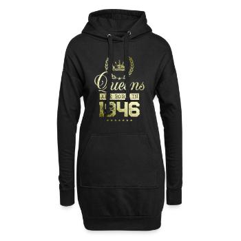 Queens born in 1946 - Hoodie-Kleid - Schwarz - Vorne