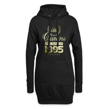 Queens born in 1995 - Hoodie-Kleid - Schwarz - Vorne