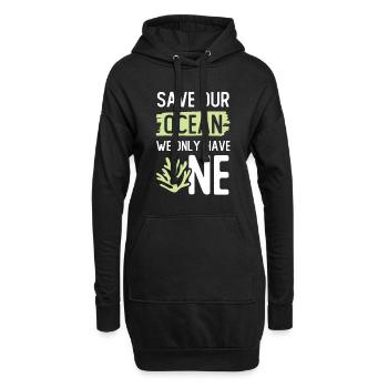 save the ocean spruch - Hoodie-Kleid - Schwarz - Vorne