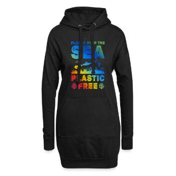 plastik save the ocean - Hoodie-Kleid - Schwarz - Vorne
