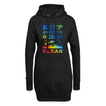 ozean sauber halten - Hoodie-Kleid - Schwarz - Vorne