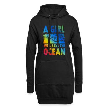 save the ocean mädchen - Hoodie-Kleid - Schwarz - Vorne