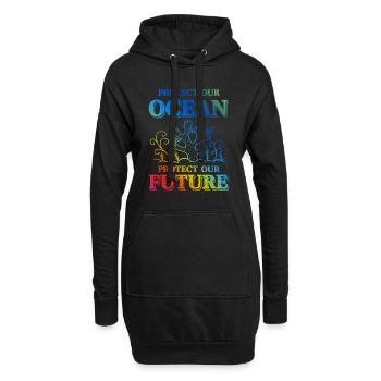 save the ocean - Hoodie-Kleid - Schwarz - Vorne