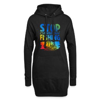 save the ocean angeln - Hoodie-Kleid - Schwarz - Vorne