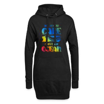 save the ocean spruch - Hoodie-Kleid - Schwarz - Vorne