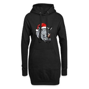 Tête de rhinocéros Noël Noël - Sweat-shirt à capuche long Femme - noir - Devant