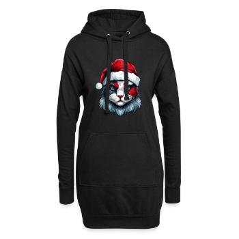 Katze Kopf Weihnachten Xmas Porträt - Hoodie-Kleid - Schwarz - Vorne