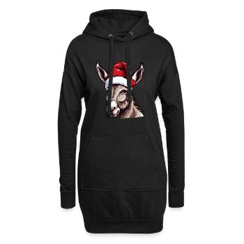 Esel Weihnachten Tier Kopf - Hoodie-Kleid - Schwarz - Vorne