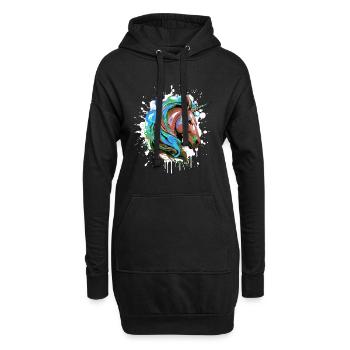 Portrait De Tête De Licorne Coloré - Sweat-shirt à capuche long Femme - noir - Devant