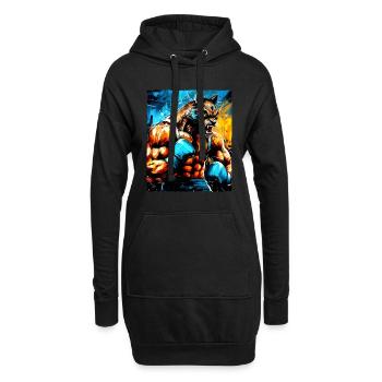 Combattant de boxeur loup - Sweat-shirt à capuche long Femme - noir - Devant