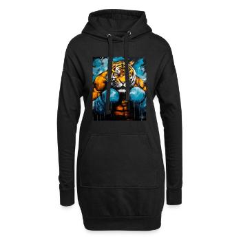 Combattant de boxeur tigre - Sweat-shirt à capuche long Femme - noir - Devant