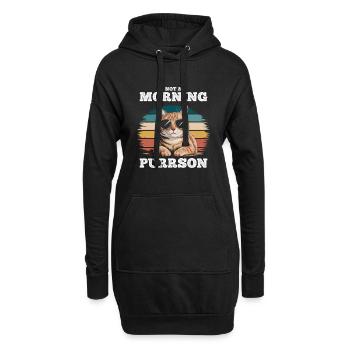 Lustige getigerte Katze Kein Morgenschnurren - Hoodie-Kleid - Schwarz - Vorne