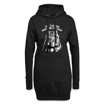 Lustige Katze, die genug Leute für heute ist - Hoodie-Kleid - Schwarz - Vorne