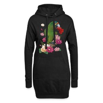 Der Orangenstirnsittich - Hoodie-Kleid - Schwarz - Vorne
