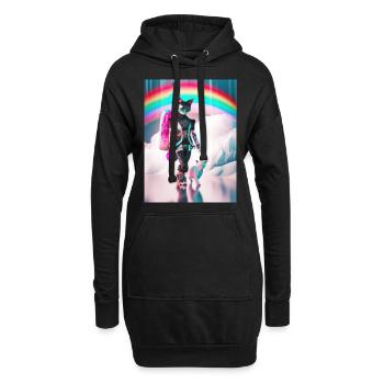 Cyborg Katzen Sci-fi Geisha Geschenkidee - Hoodie-Kleid - Schwarz - Vorne