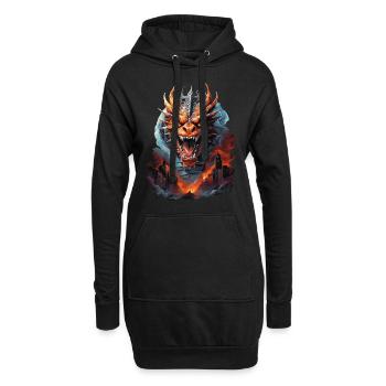DRAGON MIDNIGHT BLAZE: STADT IN FLAMMEN UND VERWÜSTUNG - Hoodie-Kleid - Schwarz - Vorne