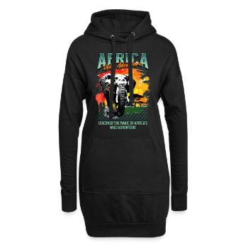 Afrika Elefant Natur Abenteuer Wildnis Safari - Hoodie-Kleid - Schwarz - Vorne