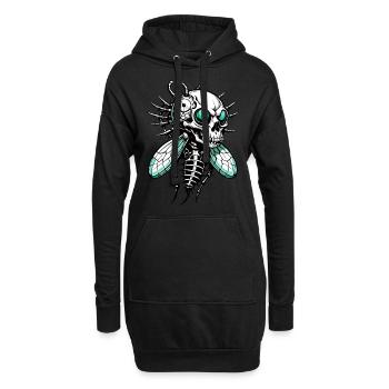 Fly Skull // Totenkopf Fliege // Insekt FS0105 - Hoodie-Kleid - Schwarz - Vorne