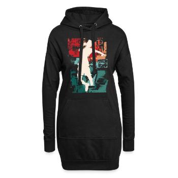 Badminton Federball Sport Spieler Vintage Retro - Hoodie-Kleid - Schwarz - Vorne