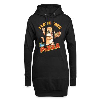 Chat J’Aime Les Chats Et La Pizza Drôle Drôle Humour - Sweat-shirt à capuche long Femme - noir - Devant
