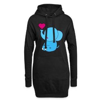 Süsser Elefant mit Herz - Hoodie-Kleid - Schwarz - Vorne