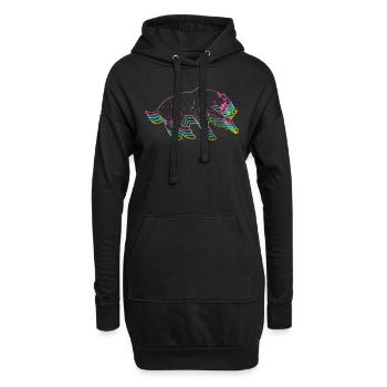 Säbelzahntiger - Hoodie-Kleid - Schwarz - Vorne
