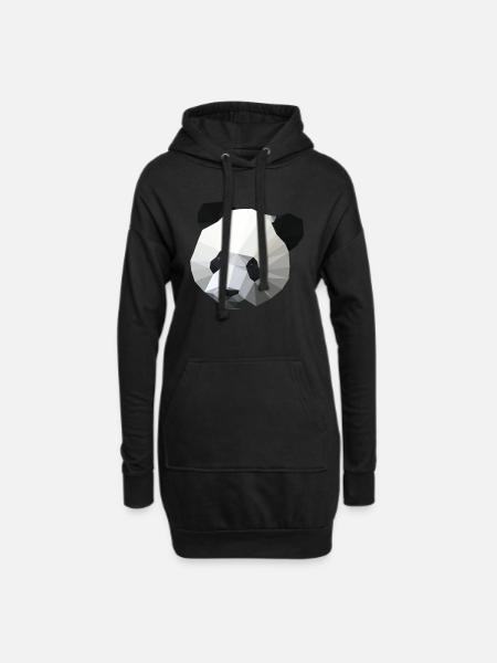 Polygon Panda - Hoodie-Kleid - Schwarz