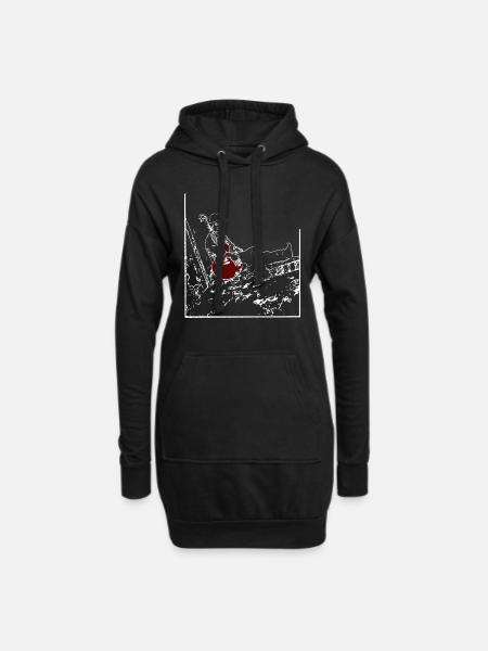 Gitarrist rote Gitarre Blues - Hoodie-Kleid - Schwarz