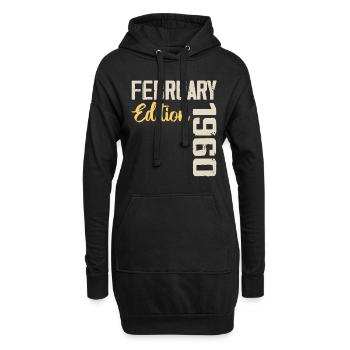 Février 1960 Anniversaire Février 1960 Rétro - Sweat-shirt à capuche long Femme - noir - Devant
