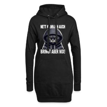Spruch Katze Geschenk - Nett kann ich auch bringt - Hoodie-Kleid - Schwarz - Vorne