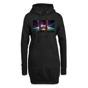 Vaisseau spatial en voyage à travers la galaxie - Sweat-shirt à capuche long Femme - noir - Devant
