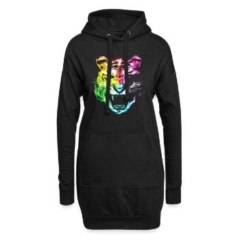 Leopard Tiger Tier - Hoodie-Kleid - Schwarz - Vorne