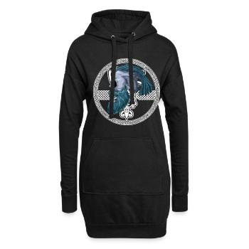 Wikinger Viking Totenschädel Zopf Flechten - Hoodie-Kleid - Schwarz - Vorne