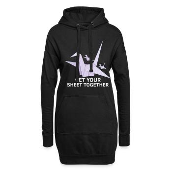 Conception d'origami japonais et origami kirigami - Sweat-shirt à capuche long Femme - noir - Devant