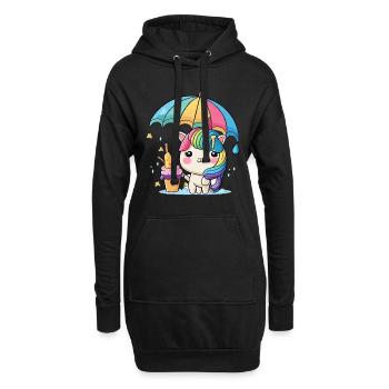 Sort de licorne - Sweat-shirt à capuche long Femme - noir - Devant