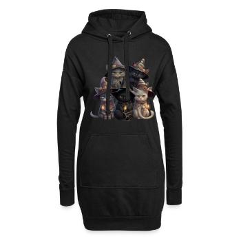 Halloween Katzen als Hexen verkleidet - Hoodie-Kleid - Schwarz - Vorne