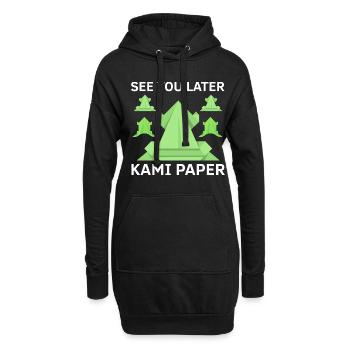 Conception d'origami japonais et origami kirigami - Sweat-shirt à capuche long Femme - noir - Devant