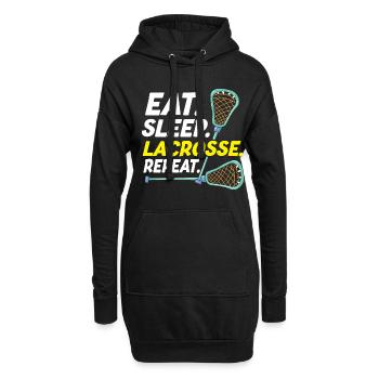 Eat Sleep Lacrosse Repeat Funny Lacrosse Player - Hoodie Dress - black - Front