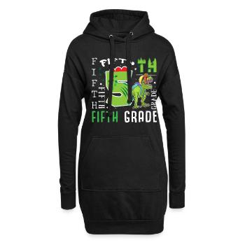 5. Klasse Dino T-Rex - Hoodie-Kleid - Schwarz - Vorne