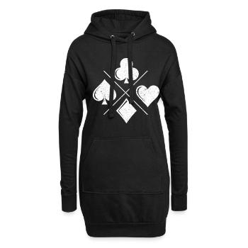 Poker Karten Chips - Texas Holdem Poker - Hoodie-Kleid - Schwarz - Vorne