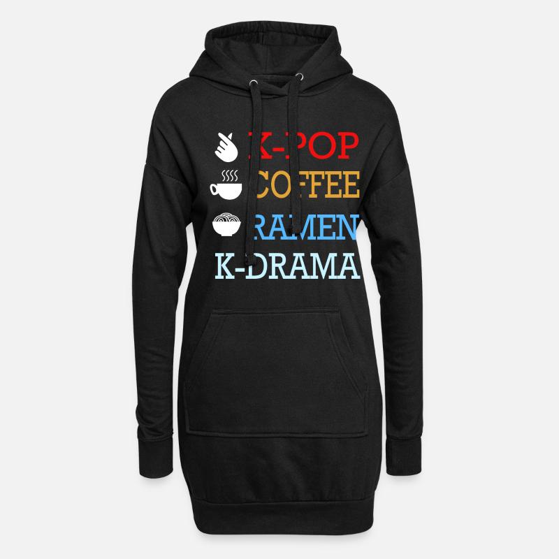 K-Pop Café Korea Pop Kdrama Kpop Corée - Sweat-shirt à capuche long Femme - noir