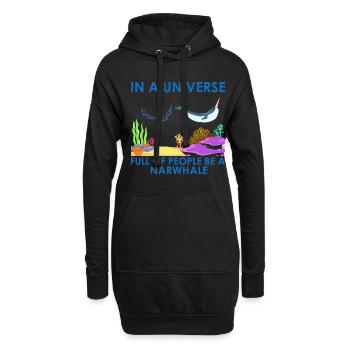 Narval Licorne Baleine Baleines Mer Océan Biologie - Sweat-shirt à capuche long Femme - noir - Devant