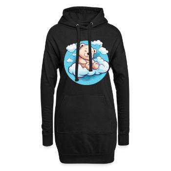 Niedlicher Bär Schlafen Wolken für Kinder - Hoodie-Kleid - Schwarz - Vorne